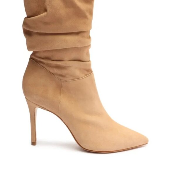 Schutz Ashlee Suede Bootie Honey Beige - Picture 2 of 6